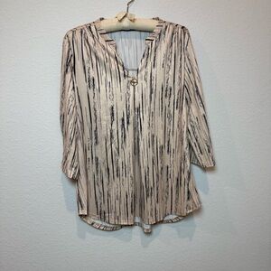 Valolia  Cream and Black Striped Women's Tunic